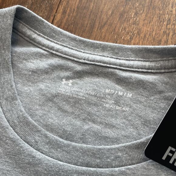 Under Armour Shirt Mens Medium Gray HeatGear Freedom USA Flag Short Sleeve Tee - Picture 7 of 9